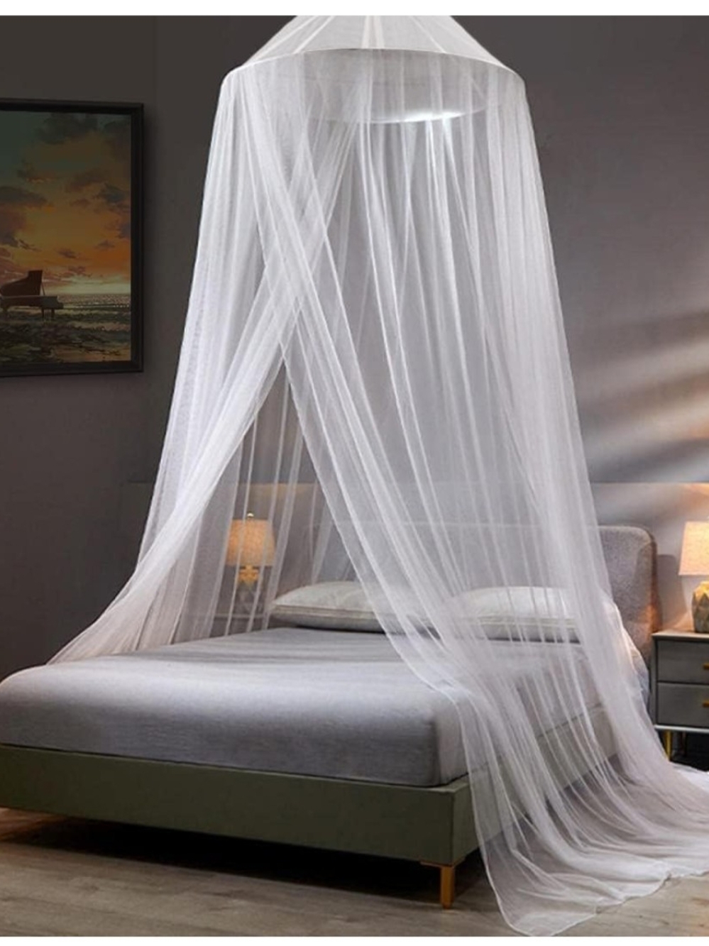 White Mesh Netting Canopy - Elegant Draped Design Queen Or Smaller